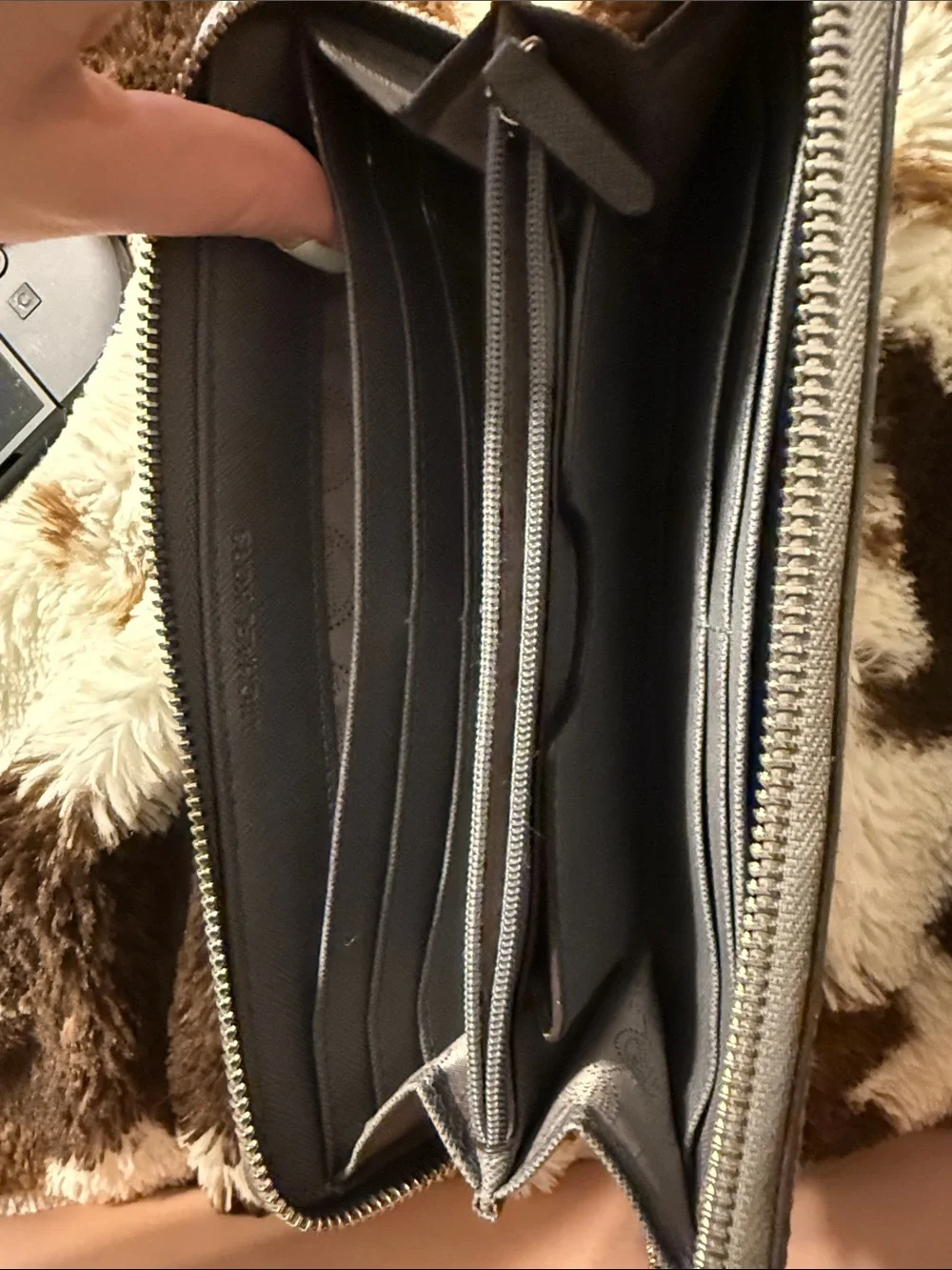 Michael Kors Charcoal Snake-Print Zip Around Wallet